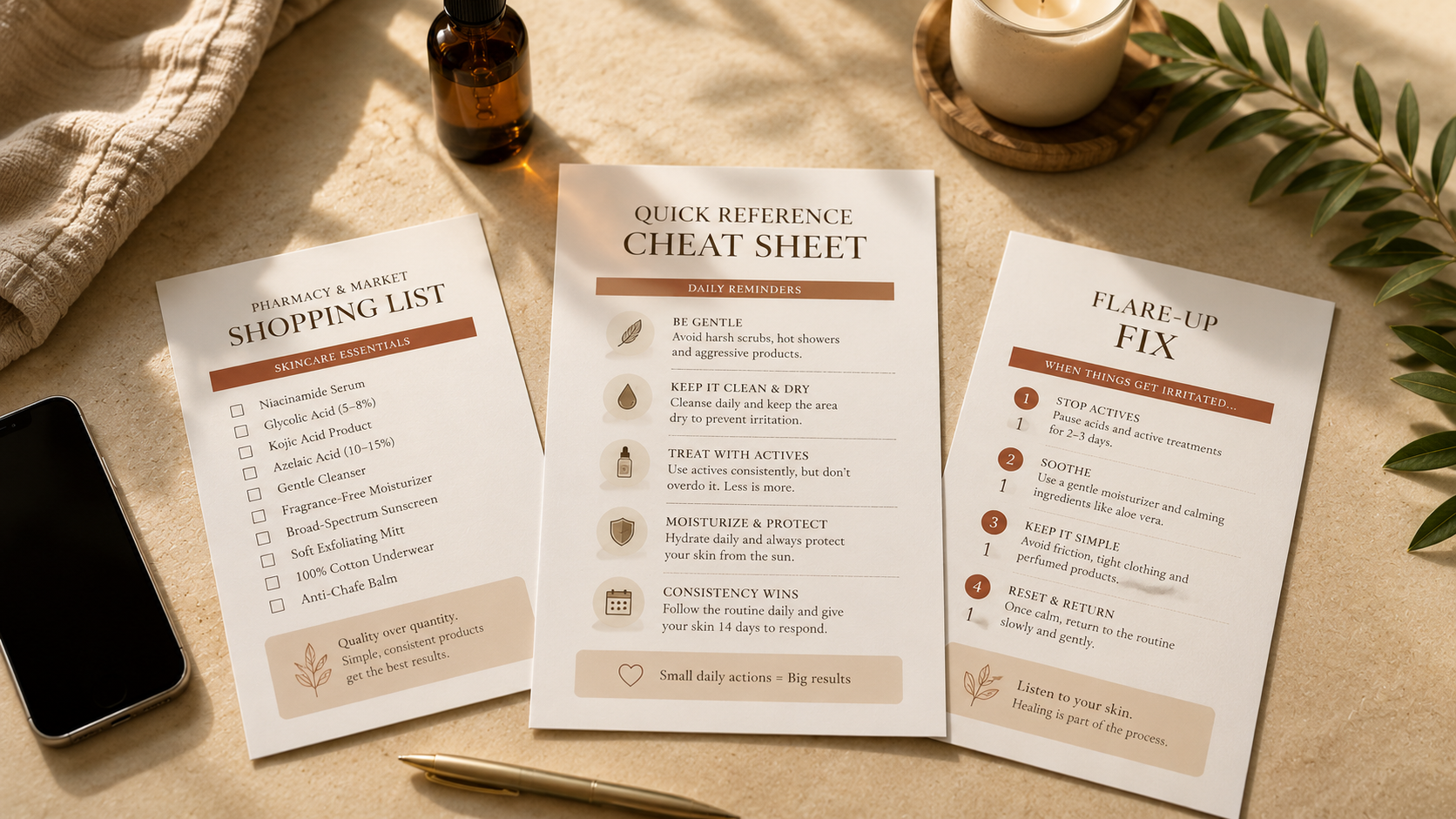 Skincare routine bonus resources and reference guides